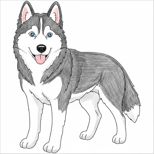 How to Draw a Siberian Husky – Step-by-Step Dog Drawing for Kids