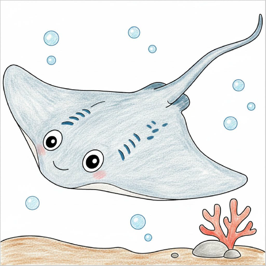 How to Draw a Stingray – Easy Step-by-Step Ocean Animal Drawing for Kids