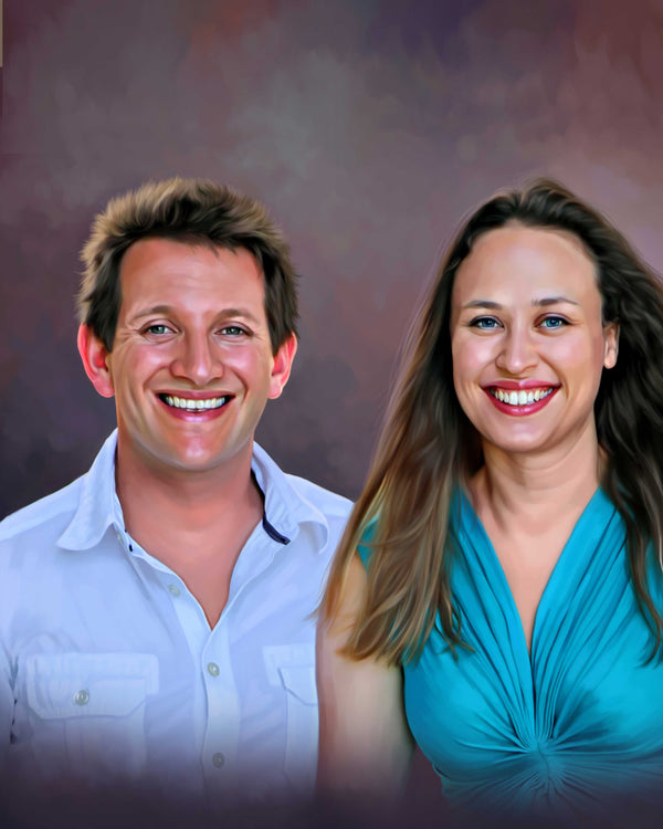 Couple portrait in digital oil painting